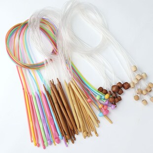 毛线针环形针环型针竹签竹针手工棒针编织袖子环行打毛衣针可拆卸