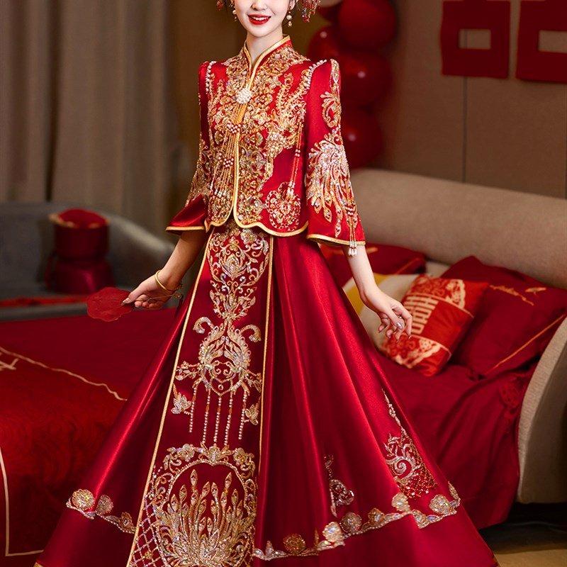 新娘秀禾服2024新款中式嫁衣红色高端婚服结婚出阁服修身秀和夏季