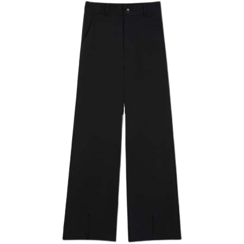 前开叉裤子女秋季新款高腰阔腿垂感休闲显瘦小个子西装拖地直筒裤