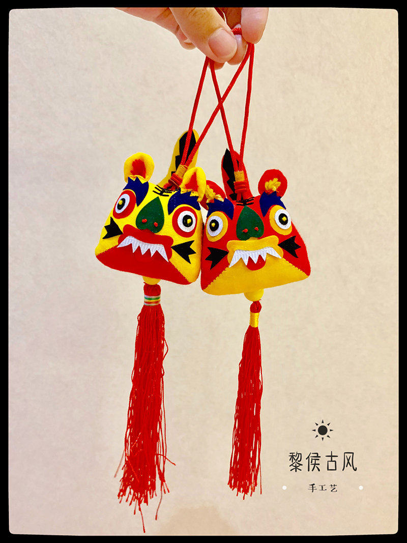 黎侯虎挂件纯手工艺布老虎宝宝婴儿童满月百天周岁礼物汽车挂件