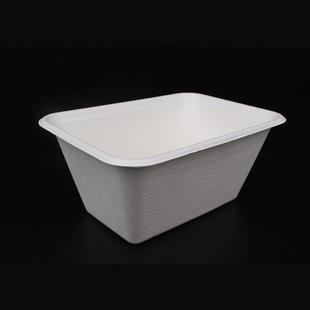 一次性甘蔗浆纸碗可降解餐具1000ml方盒托盘