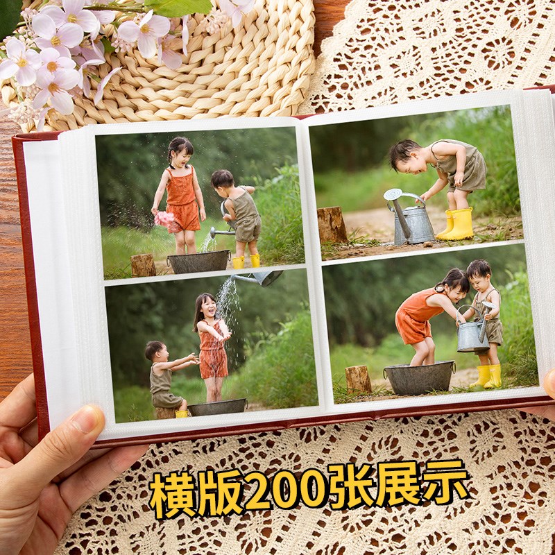 皮质相册本5寸6寸7寸3照片收纳宝宝成长纪念册插页影集家庭小相薄