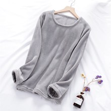 冬季加厚睡衣男女法兰绒单件保暖上衣圆领套头珊瑚绒宽松家居服