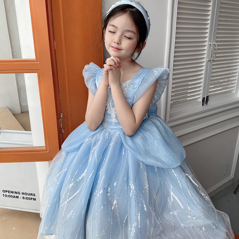 送发箍灯带迪斯尼女童辛德瑞拉灰姑娘公主裙儿童生日毕业演出礼服