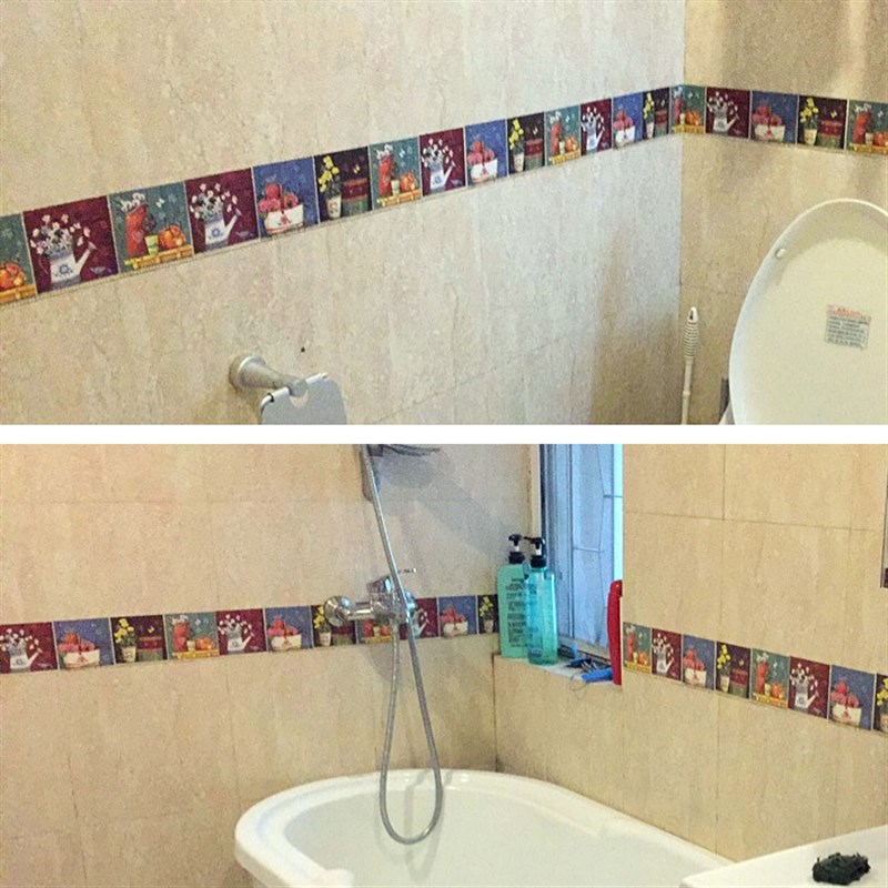 瓷砖贴画创意厨房浴室卫生间防水贴片遮挡墙孔堵洞装饰品贴纸花盆