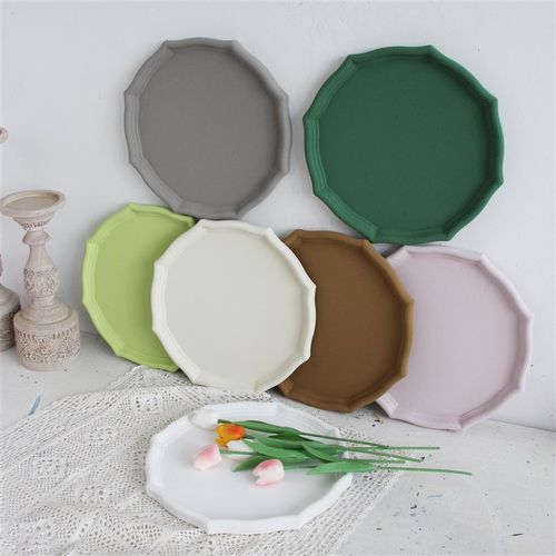 彩色八角托盘手工彩绘木质民宿家居用品装饰盘子菱形工艺品饰品盘