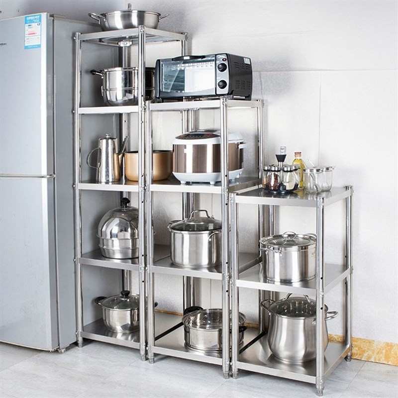 厨房夹缝置物架放锅角落储物架不锈钢多层小尺寸白钢货架可定制做