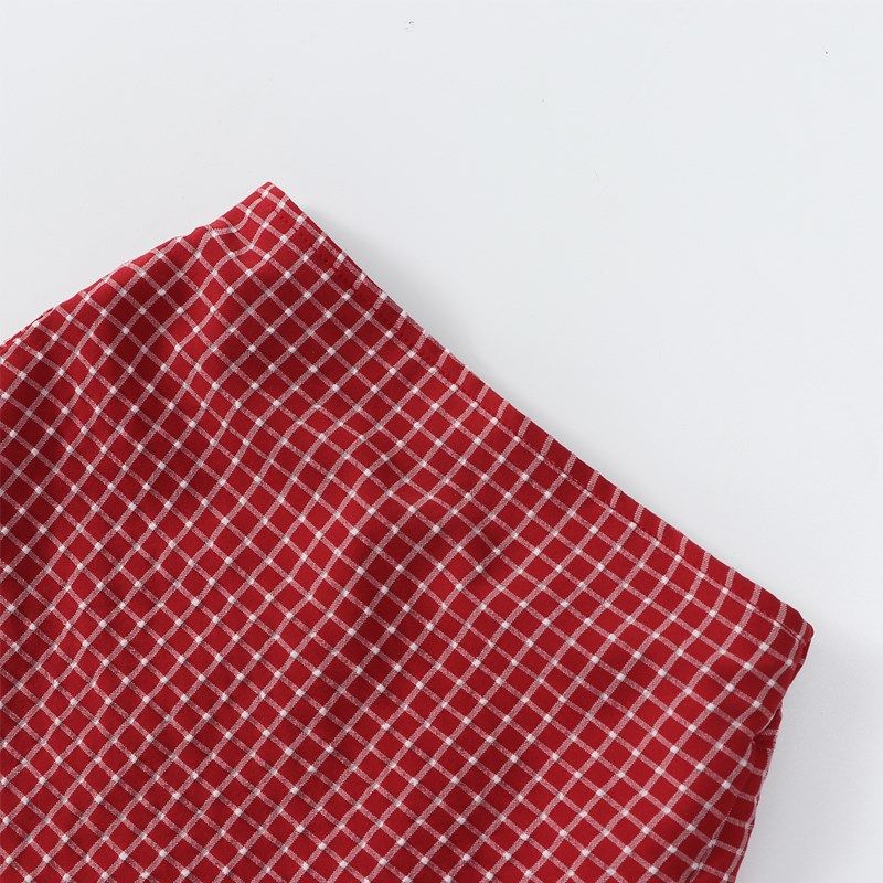 女童吊带半身裙套装夏季女孩格子包臀裙一步裙休闲背心两件套装