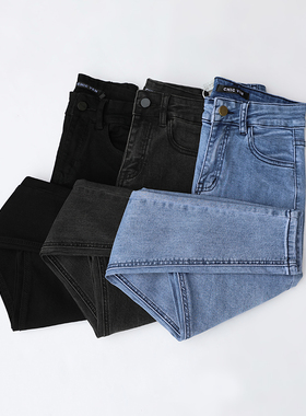 CV大码女装 入店BI败复古高腰小脚牛仔裤女修身显瘦九分铅笔裤子