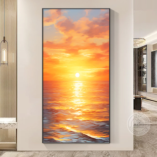 日出东方海景入户玄关装饰画寓意好进门走廊过道挂画东墙入门壁画
