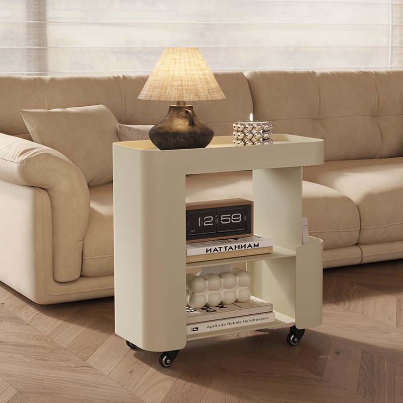 法式侘寂风可移动小推车沙发边几中古风轻奢高级感客厅创意小茶几