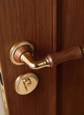 嘉森色堡法式古风卧室房门锁室内房间桃门把手胡中木复古金823-11