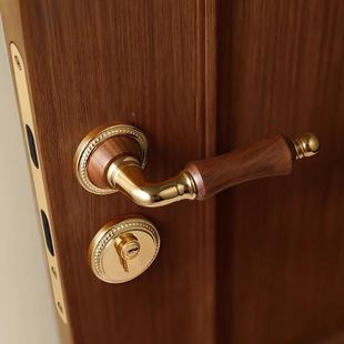 嘉森色堡法式古风卧室房门锁室内房间桃门把手胡中木复古金823-11