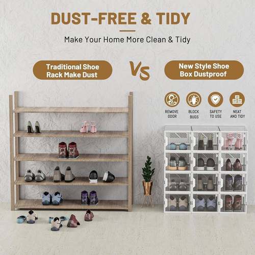 鞋盒收纳盒折加厚吸塑13061料叠全透明磁收纳神器款新免安装