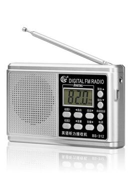 力收音收双机FM调频校园听高考音接收机BS-312声道立体声耳机