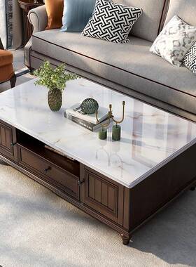 美式OQB乡村实木理大茶几电视几柜组合简约1.4m茶客厅小户型茶石