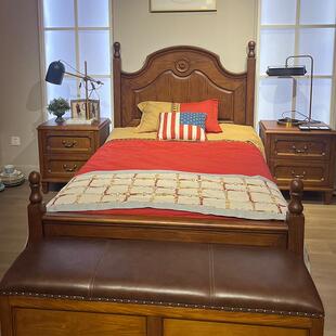 全实儿童床男孩女孩物单人1人.2米青木少年双床高SVT箱储床雕刻大