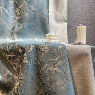 2022新款新中云式提花立体祥海潮271礼纹拼接窗帘靠垫年服旗袍面