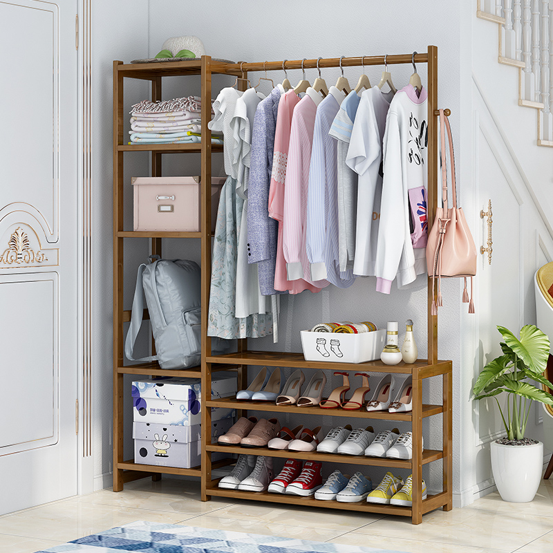 鞋架子简易门口挂衣架一体门厅z鞋柜衣帽柜家用经济型落地卧室收