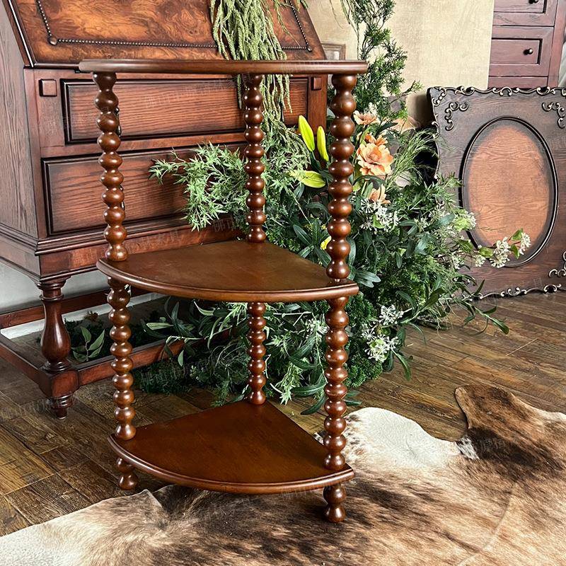 糖葫复边几古实YSL23-07木三多层置物架木质小边几角角落架子芦家