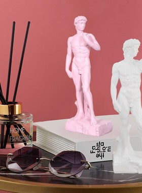 欧式大卫全身雕塑简约树脂人物玄C关办公桌面北欧工艺装饰品摆件