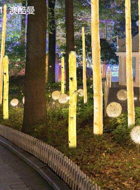 发光白桦透光仿外真树网37206红树咖啡店室内装FRP树脂白桦木树灯