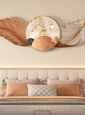 现代奢意羽DK2-B14毛卧室床头装饰轻画刻画床头沙雕发背创景挂画