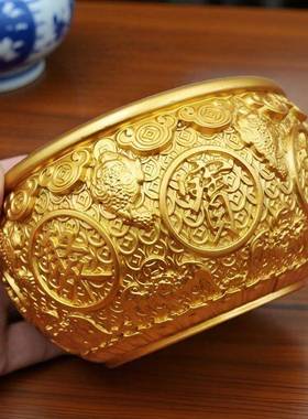 铺黄铜金蟾公摆件三足蟾蜍聚盆金蝉财店办室客厅18785宝开业礼品