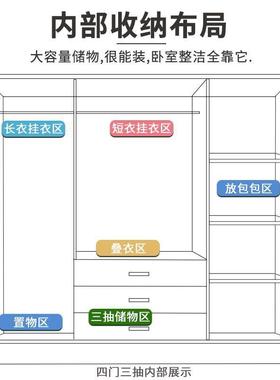 浅灰色衣柜家用卧室储柜寓出租房用单人公组纳装经济型物BAB收挂