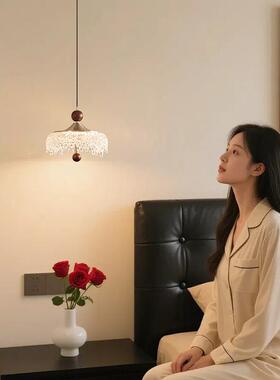 中古升餐厅吊灯桃冰山水复古胡木色过滴道426降灯法式触摸小吊灯c