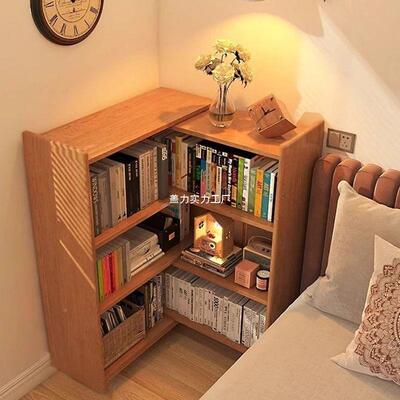 实木书架可物伸缩书柜柜桌面置架卧柜室床边储物儿OPE童书桌上收