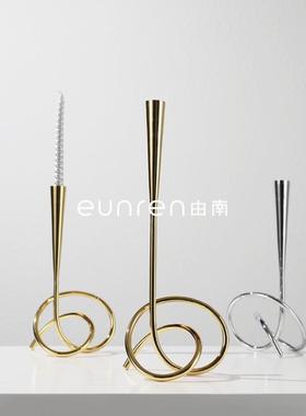 欧式创意软轻奢不锈钢扭YPQ餐转烛台房摆件样板间酒店桌设计感装