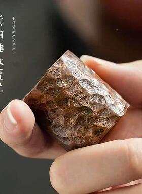 紫铜盖置手工锻打实心架紫壶砂54492茶锻打盖壶托铁壶盖茶道零配