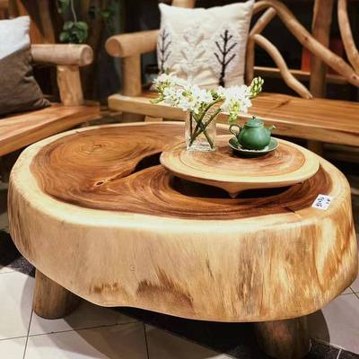 天然原木根闲雕凳中阳式整台木蘑菇凳茶休凳456民宿台客厅摆件木