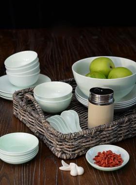 青白VGY简套釉下彩骨瓷餐具装碗碟套装家用瓷碗盘中式约盘子陶振