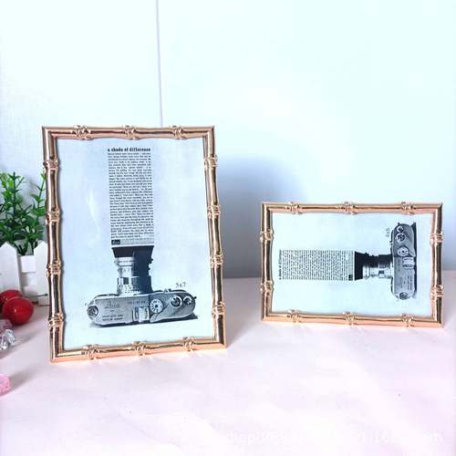 色现代简约6613新浅金金属款相框样板房软装摆台摆金件属相框