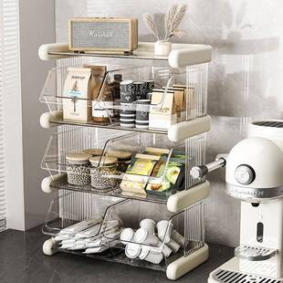 亚位985克力餐桌台面茶杯茶包置柜置工茶几分格物架透明桌面放收