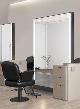 新985款网红理柜发店镜单镜双面美发镜子发廊落专用带灯一体地剪