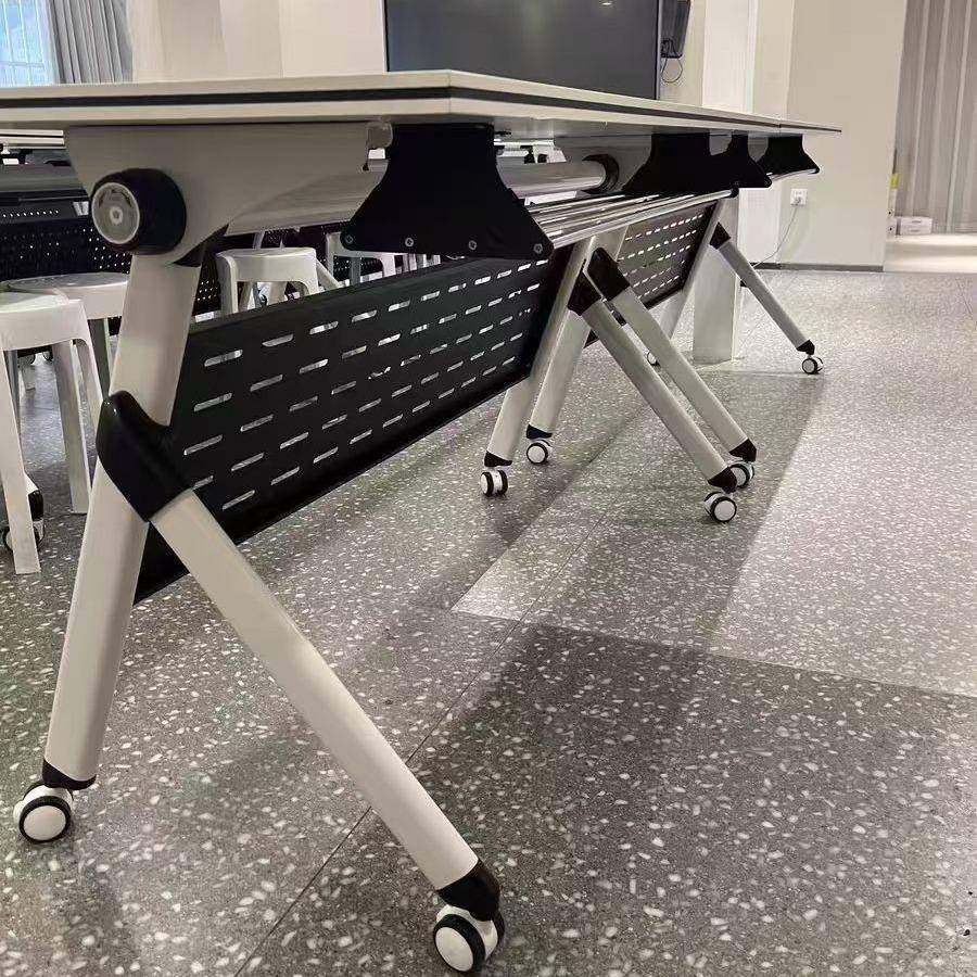 折拼叠培训椅组合教育机构培08训桌桌课长条桌可移动带桌轮接会议