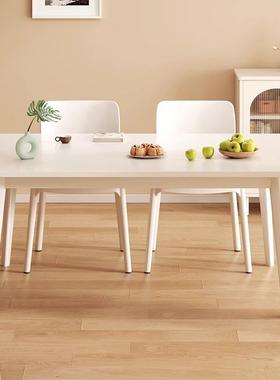 xr-CZ002餐桌桌家厨用小户型白色奶风饭长条实木腿大板桌餐油饮房