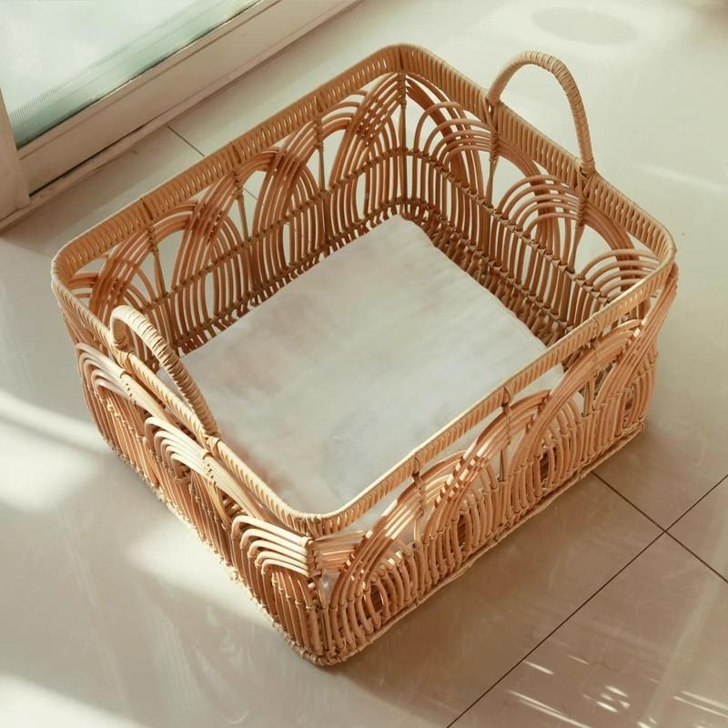 藤编筐衣物框菜篮子塑篮料织收纳镂空编织篮大号衣卫生间防可水脏