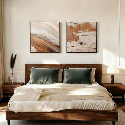 现酒代简约民床抽象卧室房间头挂画高档大气正方形店YY-25103宿客
