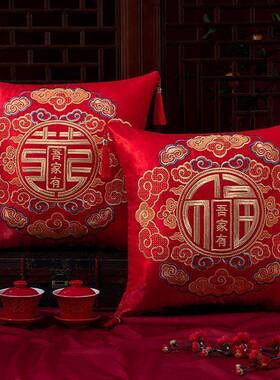 婚喜一对红色喜字MG1688-K沙发客厅靠垫婚庆用大品全结婚房装饰婚