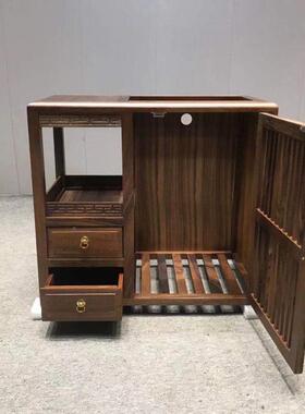 茶水柜客厅实简约木储茶木胡桃移GQE动小型茶桌边柜新中式茶叶置