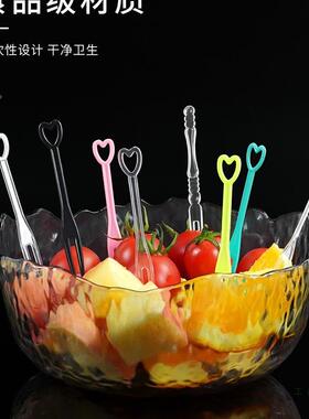 水果叉次性叉子独装塑料立点心蛋糕水果签KF96HS9JHTV包果插30一0
