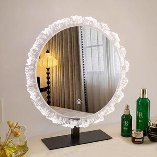 化妆镜带灯台式桌面智能触控异形led灯高级充电梳妆镜梳妆台镜子