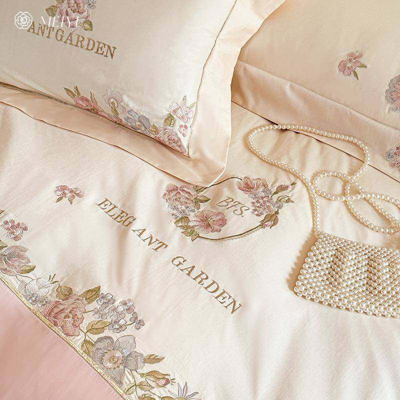 家纺轻奢少女心长绒棉床单四件套全棉纯棉100S被套罩床上用品