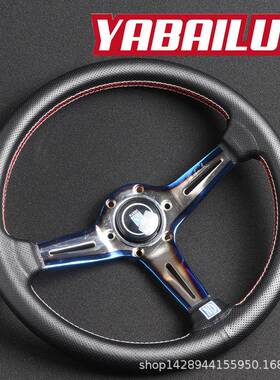 汽车改装ND方向盘14寸350MM卡丁车农夫仿赛车竞技通用烤蓝方向盘