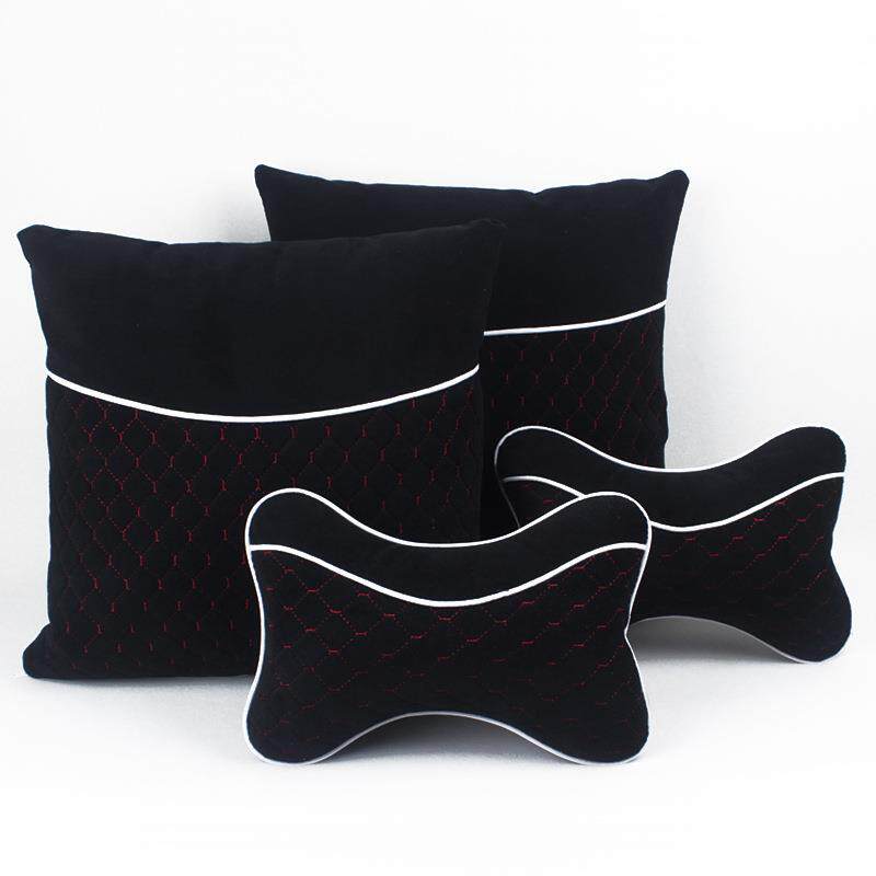 水晶绒汽车头枕抱枕四件套枕套组合套装四季通用汽车内饰品