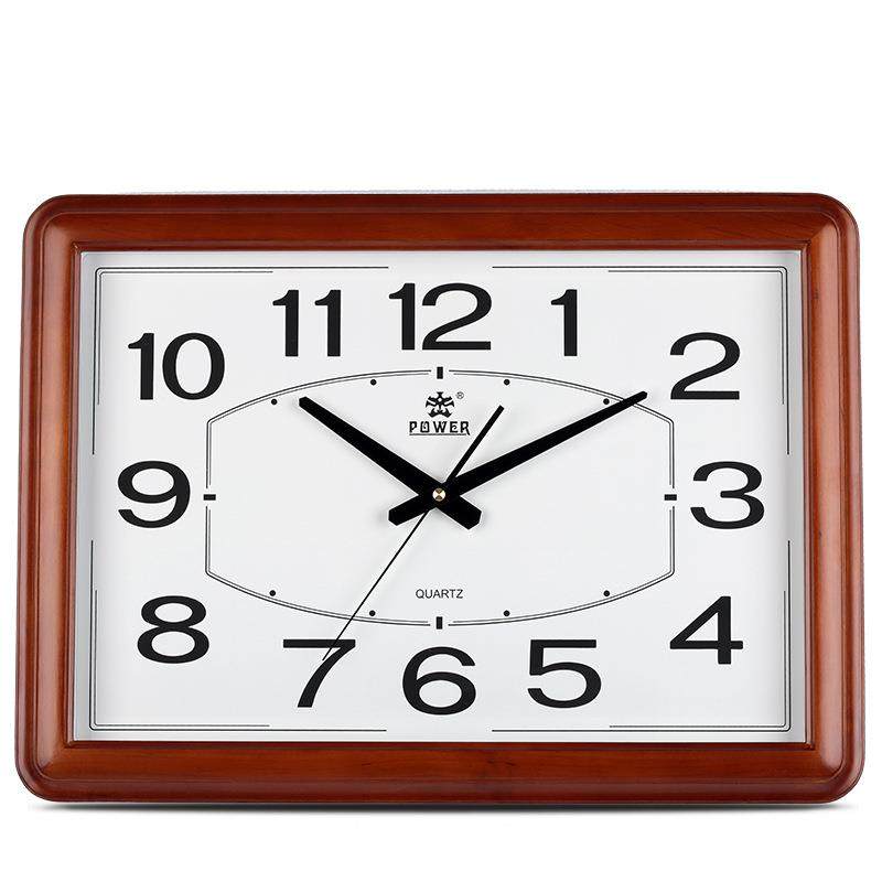 5ZW霸王钟表大号实木方形挂钟中式复古客厅家用挂墙挂表简约静音